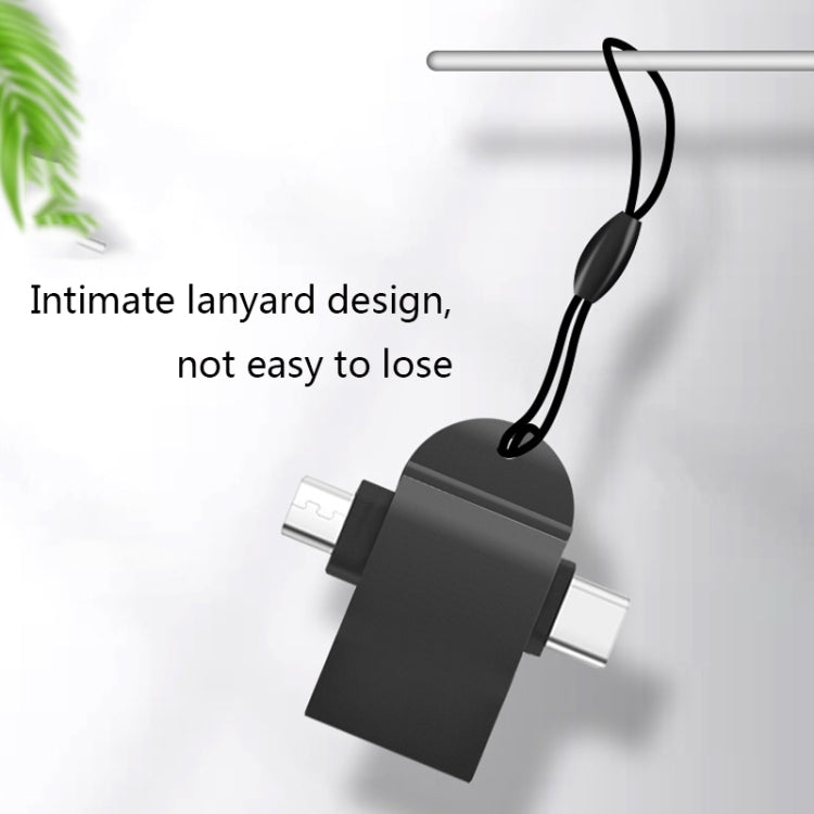 10 PCS LI-09 USB 3.0 Female to USB-C / Type-C + Micro USB Male Multi-Function OTG Adapter with Lanyard(Gold) - OTG Adapter by PMC TechLife | Online Shopping South Africa | PMC TechLife | Buy Now Pay Later Mobicred