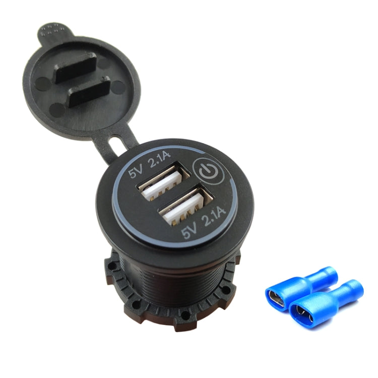 Car Motorcycle Modified Charger Double Aperture 4.2A With Touch Switch USB Car Charge(Red Light) - DIY Modified Charger by PMC TechLife | Online Shopping South Africa | PMC TechLife