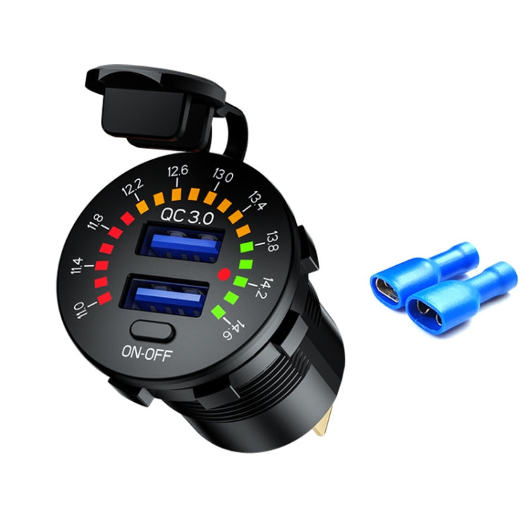Car Motorcycle Ship Modified With Colorful Screen Display USB Dual QC3.0 Fast Charge Car Charger, Model: P20-A With Terminal - DIY Modified Charger by PMC TechLife | Online Shopping South Africa | PMC TechLife