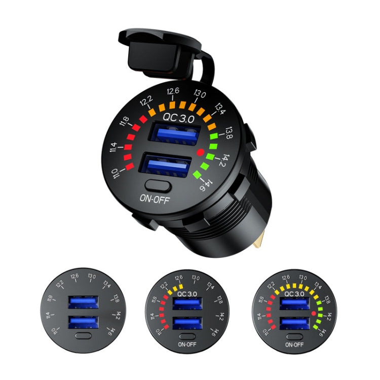 Car Motorcycle Ship Modified With Colorful Screen Display USB Dual QC3.0 Fast Charge Car Charger, Model: P20-A With 60cm Line - DIY Modified Charger by PMC TechLife | Online Shopping South Africa | PMC TechLife