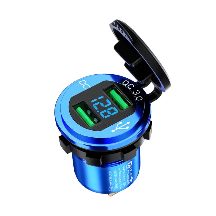 Car Motorcycle Modified USB Charger QC3.0 Metal Waterproof Fast Charge(Blue Shell Blue Light)) - free shipping - PMC TechLife - Order now!