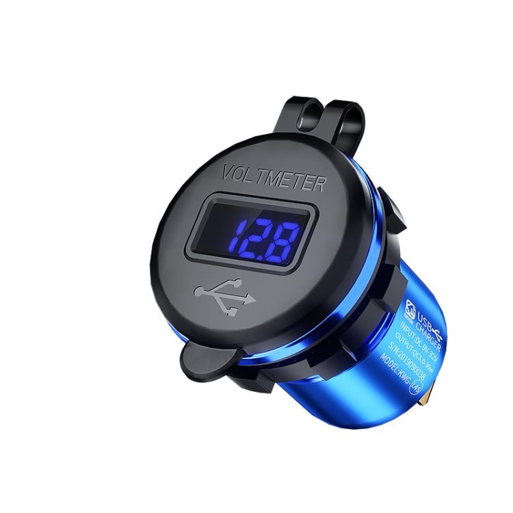 Car Motorcycle Modified USB Charger QC3.0 Metal Waterproof Fast Charge(Blue Shell Blue Light)) - free shipping - PMC TechLife - Order now!