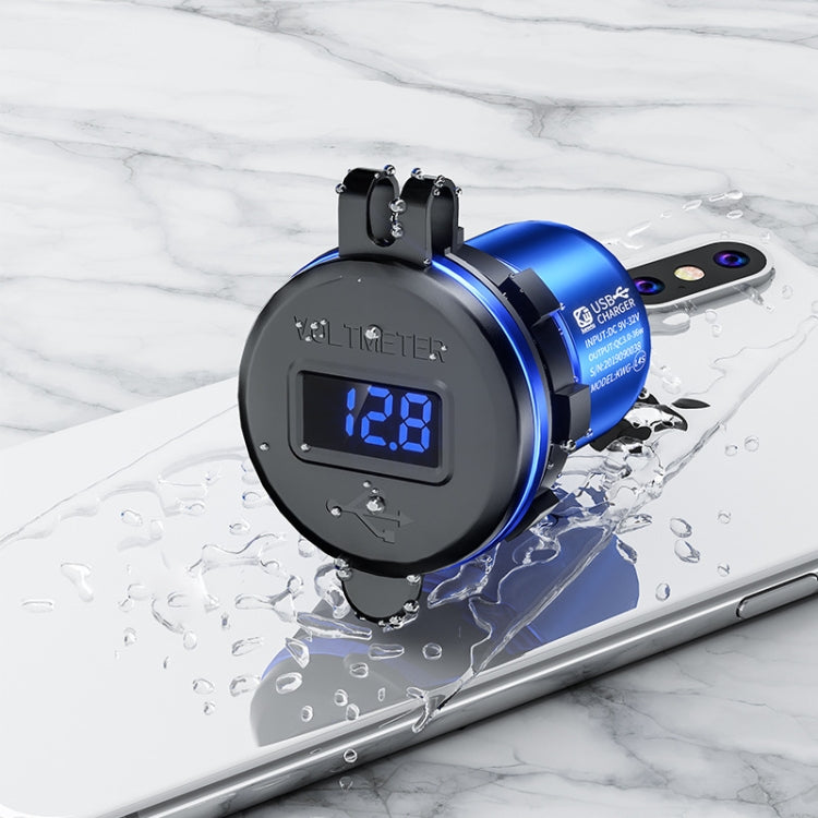 Car Motorcycle Modified USB Charger QC3.0 Metal Waterproof Fast Charge(Golden Shell Green Light) - DIY Modified Charger by PMC TechLife | Online Shopping South Africa | PMC TechLife