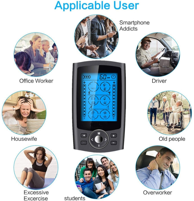 24-Mode Digital Electronic Pulse Massager Intelligent Whole Body Physical Therapy Meridian Massager, Specification: US Plug(Black) - Massage & Relaxation by PMC TechLife | Online Shopping South Africa | PMC TechLife