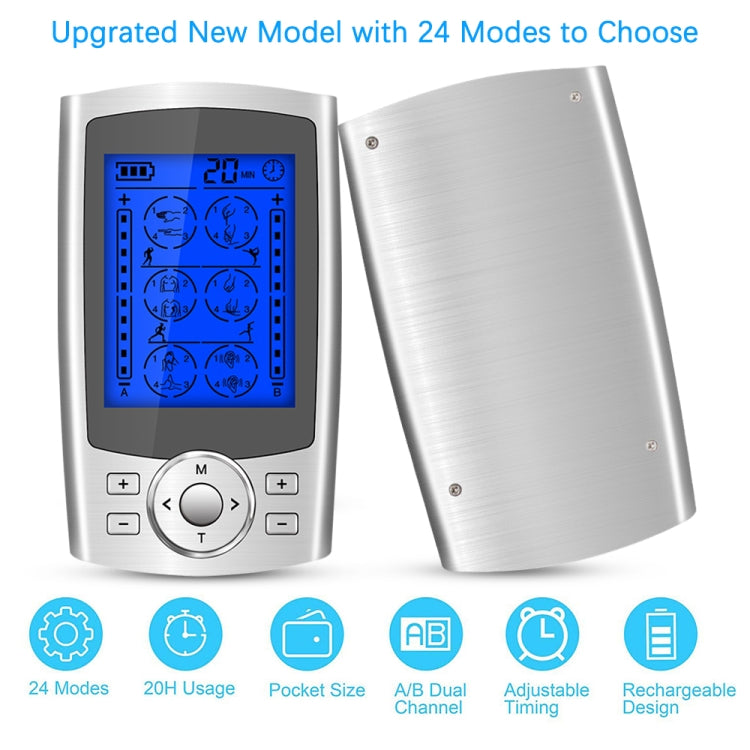 24-Mode Digital Electronic Pulse Massager Intelligent Whole Body Physical Therapy Meridian Massager, Specification: EU Plug(Black) - free shipping - PMC TechLife - Order now!