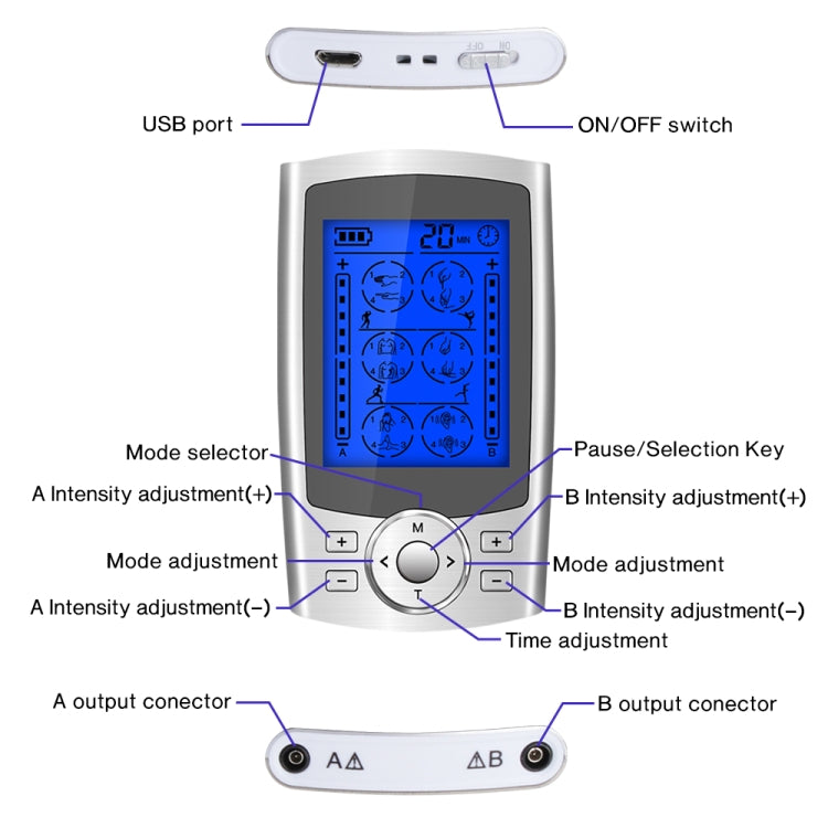 24-Mode Digital Electronic Pulse Massager Intelligent Whole Body Physical Therapy Meridian Massager, Specification: EU Plug(Black) - free shipping - PMC TechLife - Order now!