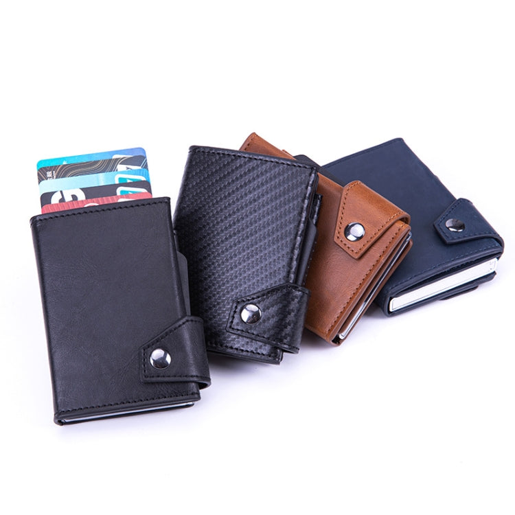 Anti-Theft Aluminum Alloy Coin Purse RFID Anti-Degaussing Automatic Pop-Up PU Bank Card Bag(Mad Horse Blue) - free shipping - PMC TechLife - Order now!