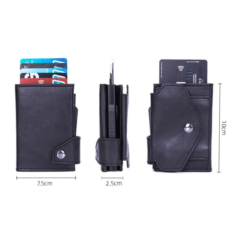 Anti-Theft Aluminum Alloy Coin Purse RFID Anti-Degaussing Automatic Pop-Up PU Bank Card Bag(Carbon Fiber Black) - free shipping - PMC TechLife - Order now!