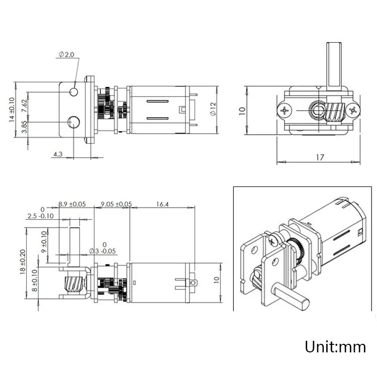 GW12N20 Worm Gear Low Speed Motor Ultra Mini Gear Power-Off Self-Locking Motor For Smart Car Robot(12V 20RPM) - Motor Module by PMC TechLife | Online Shopping South Africa | PMC TechLife | Buy Now Pay Later Mobicred