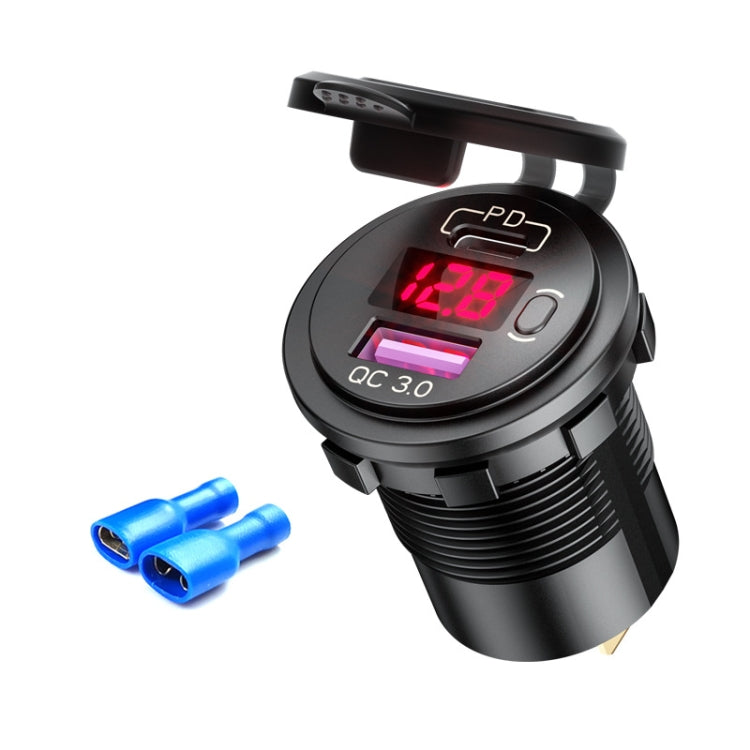 12V Modified Car USB Charger With Voltage Display PD QC3.0 Socket(With Terminal Red Light) - DIY Modified Charger by PMC TechLife | Online Shopping South Africa | PMC TechLife