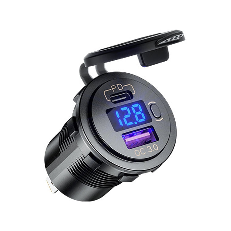 12V Modified Car USB Charger With Voltage Display PD QC3.0 Socket(With Terminal Blue Light) - DIY Modified Charger by PMC TechLife | Online Shopping South Africa | PMC TechLife