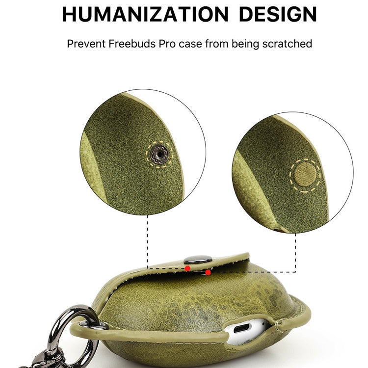 CONTACTS FAMILY CF1123B for Huawei FreeBuds Pro Leather Protective Case with Necklace Lanyard(Green) - free shipping - PMC TechLife - Order now!