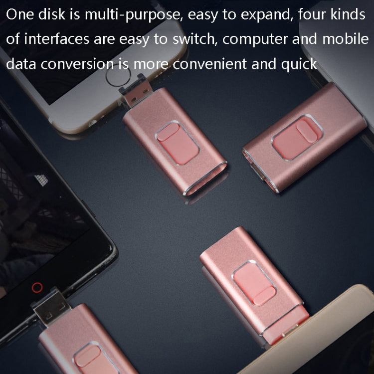 256GB SH02 USB 3.0 + 8 Pin + Mirco USB + Type-C 4 In 1 Mobile Computer U-Disk With OTG Function(Gold) - free shipping - PMC TechLife - Order now!