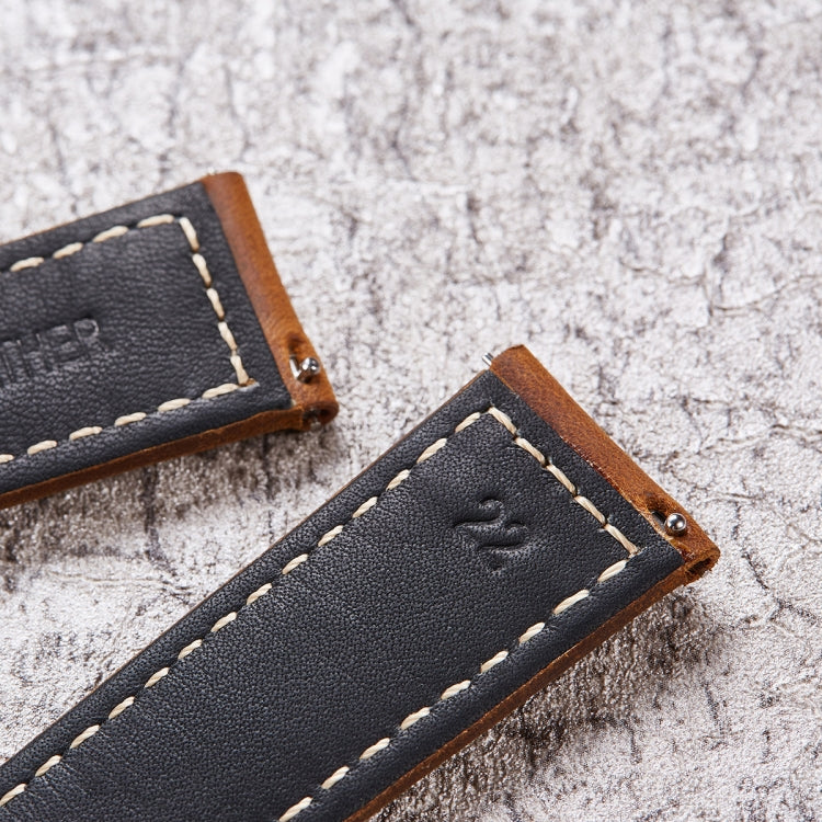 Quick Release Watch Band Crazy Horse Leather Retro Watch Band For Samsung Huawei,Size: 20mm  (Dark Brown Black Buckle) - Watch Bands by PMC TechLife | Online Shopping South Africa | PMC TechLife | Buy Now Pay Later Mobicred