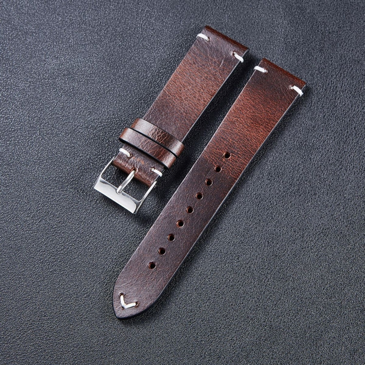 HB001 Color-Changing Retro Oil Wax Leather Universal Watch Band, Size: 18mm(Deep Brown) - 18mm Bands by PMC TechLife | Online Shopping South Africa | PMC TechLife | Buy Now Pay Later Mobicred