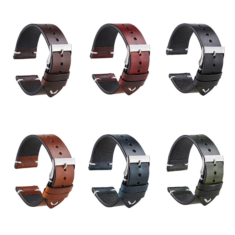 HB001 Color-Changing Retro Oil Wax Leather Universal Watch Band, Size: 18mm(Blue) - 18mm Bands by PMC TechLife | Online Shopping South Africa | PMC TechLife | Buy Now Pay Later Mobicred