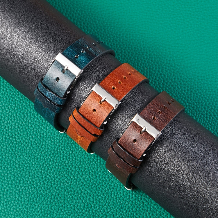 HB001 Color-Changing Retro Oil Wax Leather Universal Watch Band, Size: 18mm(Blue) - 18mm Bands by PMC TechLife | Online Shopping South Africa | PMC TechLife | Buy Now Pay Later Mobicred