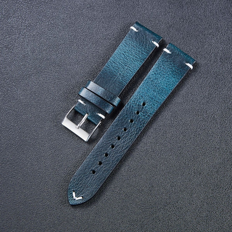 HB001 Color-Changing Retro Oil Wax Leather Universal Watch Band, Size: 20mm(Blue) - 20mm Bands by PMC TechLife | Online Shopping South Africa | PMC TechLife | Buy Now Pay Later Mobicred