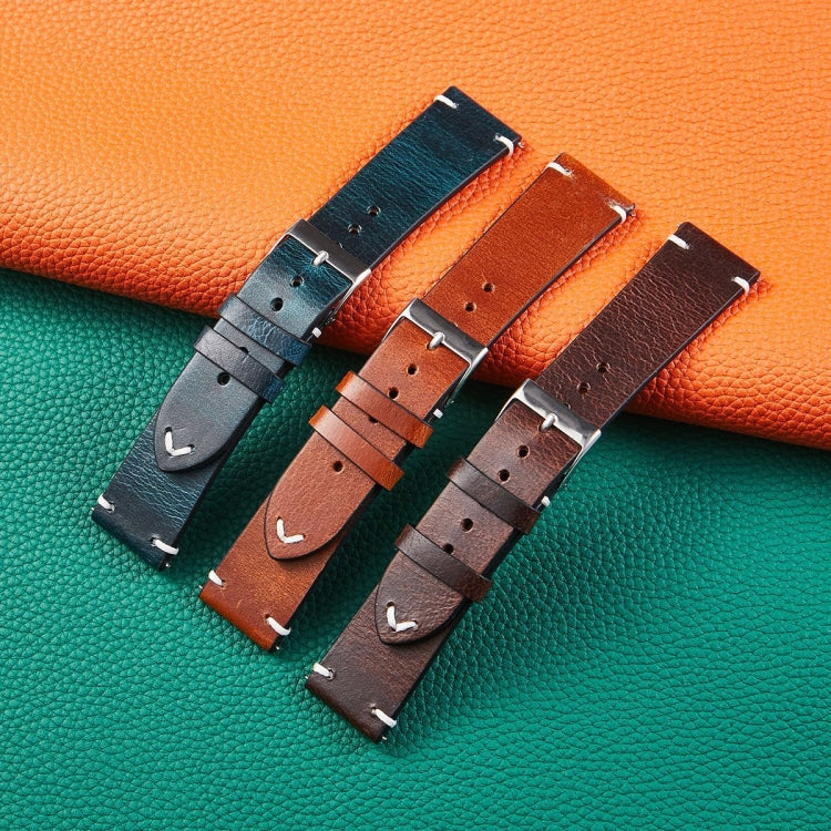 HB001 Color-Changing Retro Oil Wax Leather Universal Watch Band, Size: 20mm(Blue) - 20mm Bands by PMC TechLife | Online Shopping South Africa | PMC TechLife | Buy Now Pay Later Mobicred