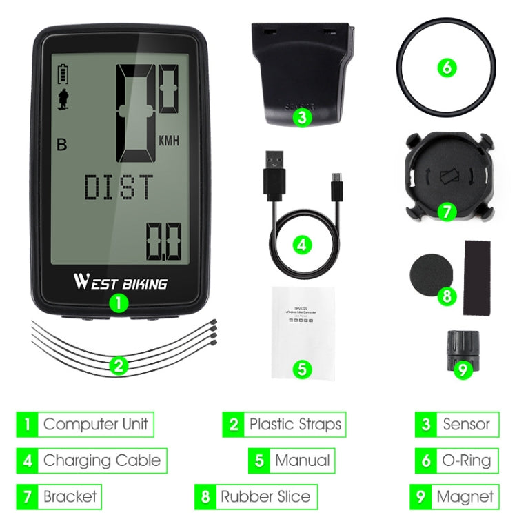 WEST BIKING Mountain Road Bike Five Language Code Table USB Riding Wireless Code Table Speedometer(Black) - Speedometers by WEST BIKING | Online Shopping South Africa | PMC TechLife | Buy Now Pay Later Mobicred