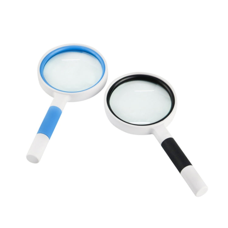 Hand-Held Reading Magnifier Glass Lens Anti-Skid Handle Old Man Reading Repair Identification Magnifying Glass, Specification: 75mm 4 Times (Blue White) - free shipping - PMC TechLife - Order now!