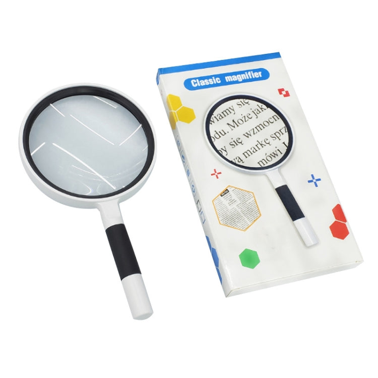 Hand-Held Reading Magnifier Glass Lens Anti-Skid Handle Old Man Reading Repair Identification Magnifying Glass, Specification: 75mm 4 Times (Blue White) - free shipping - PMC TechLife - Order now!
