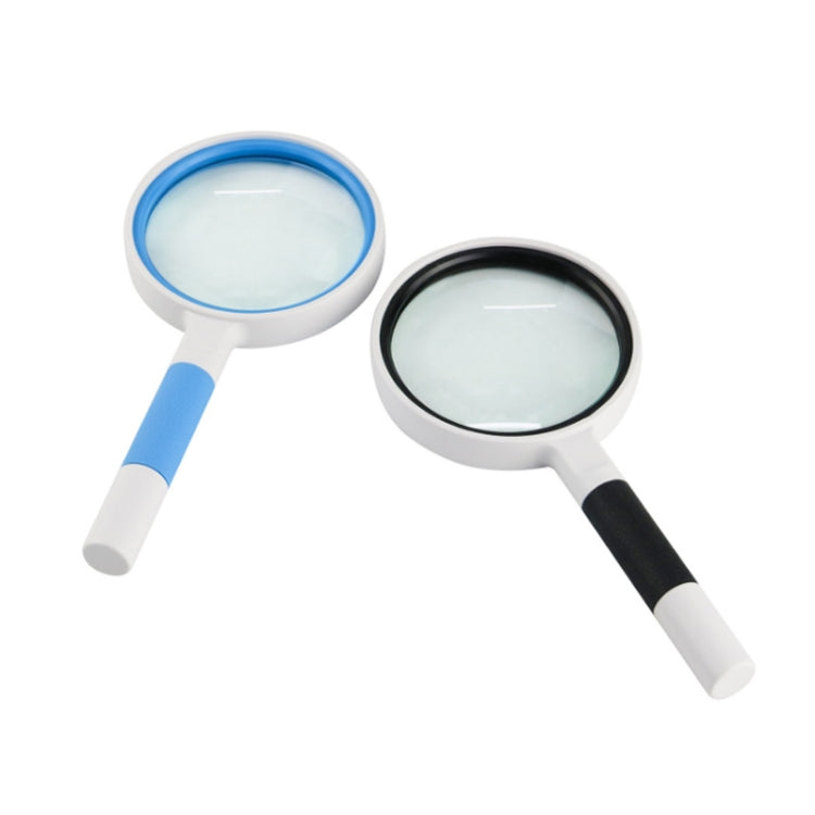Hand-Held Reading Magnifier Glass Lens Anti-Skid Handle Old Man Reading Repair Identification Magnifying Glass, Specification: 85mm 10 Times (Blue White) - free shipping - PMC TechLife - Order now!