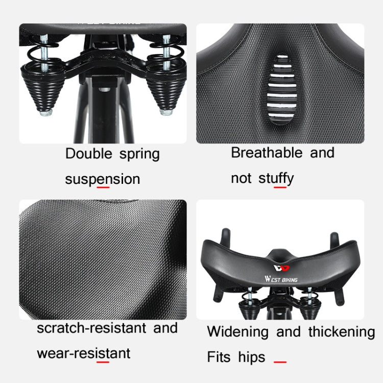 WEST BIKING Bicycle Riding Big Butt Comfortable Saddle(Black Hollow Windshield) - free shipping - PMC TechLife - Order now!