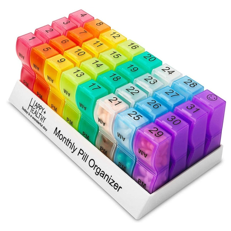 One Month Use 31-Compartment Plastic Colorful Pill Box Family Independent Pill Storage Box(20.5x10.3x7cm) - free shipping - PMC TechLife - Order now!
