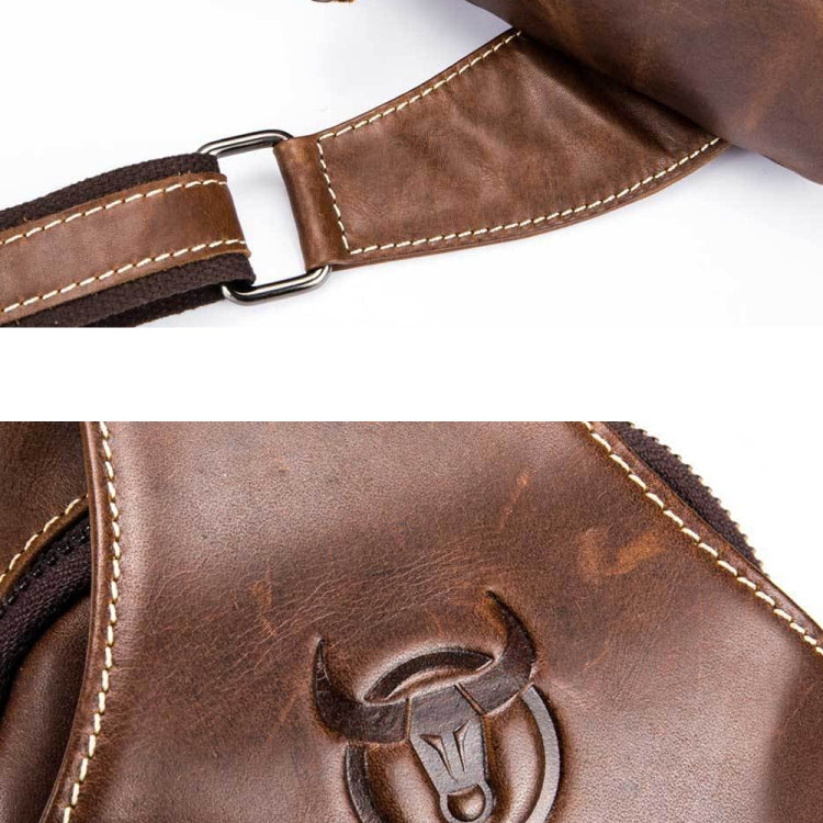 BULL CAPTAIN 019 Retro Men Leather Crossbody Shoulder Bag First-Layer Cowhide Chest Bag, Colour: Chestnut Brown + Buckle - free shipping - PMC TechLife - Order now!