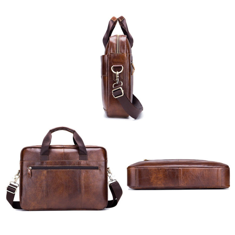 BULL CAPTAIN 044 14 Inch Handheld Computer Briefcase Men Leather Messenger Bag(Brown) - free shipping - PMC TechLife - Order now!