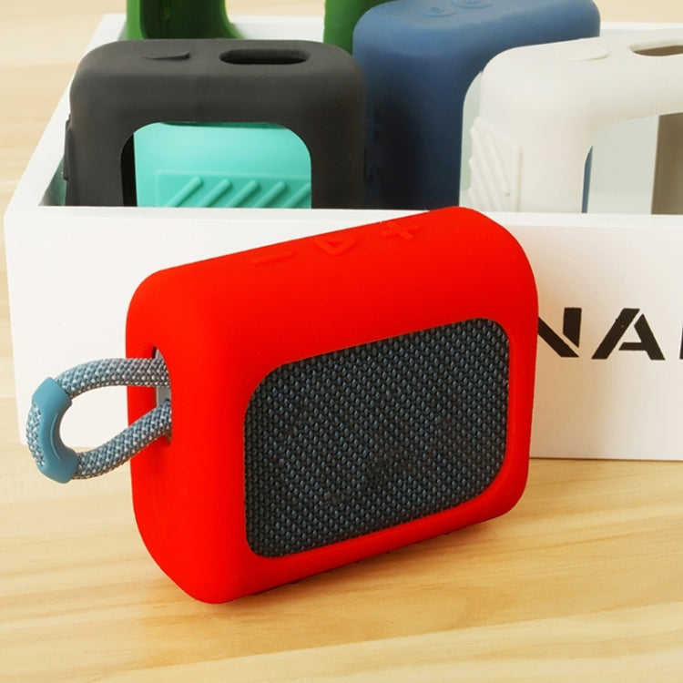 For JBL GO3 Bluetooth Speaker Silicone Cover Portable Protective Case with Carabiner(Silver Gray) - Protective Case by PMC TechLife | Online Shopping South Africa | PMC TechLife