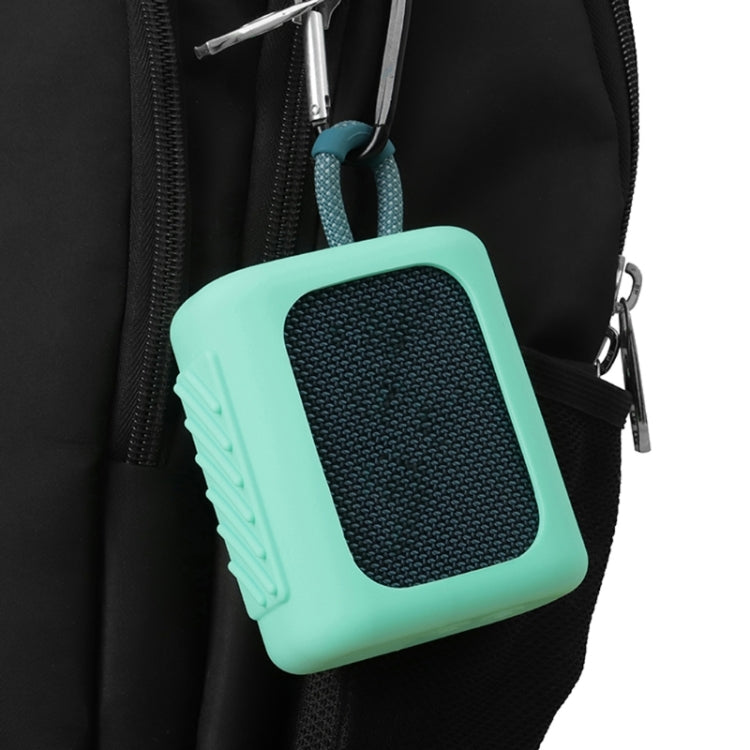 For JBL GO3 Bluetooth Speaker Silicone Cover Portable Protective Case with Carabiner(Silver Gray) - Protective Case by PMC TechLife | Online Shopping South Africa | PMC TechLife