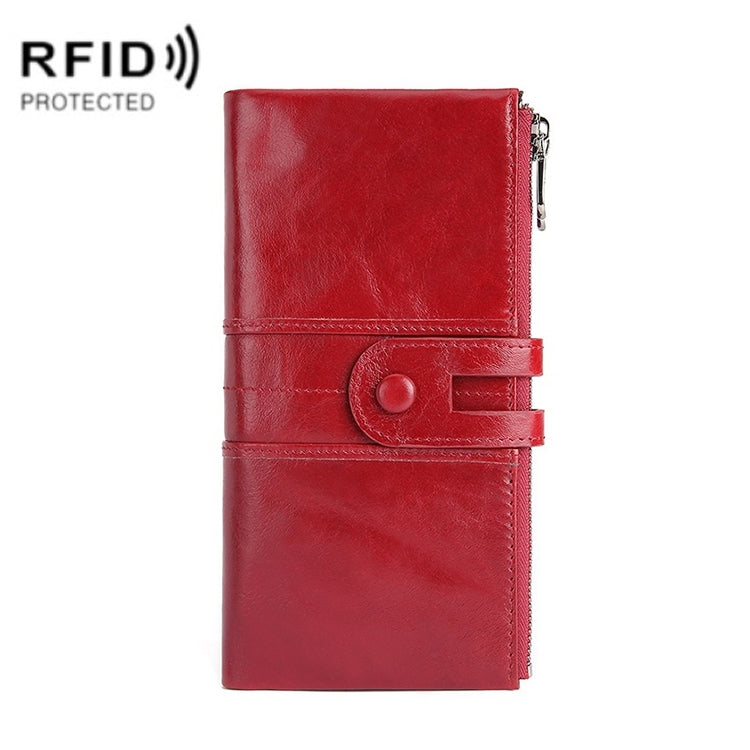 Retro Ladies RFID Wallet Leather Long Mobile Phone Bag(Red) - free shipping - PMC TechLife - Order now!