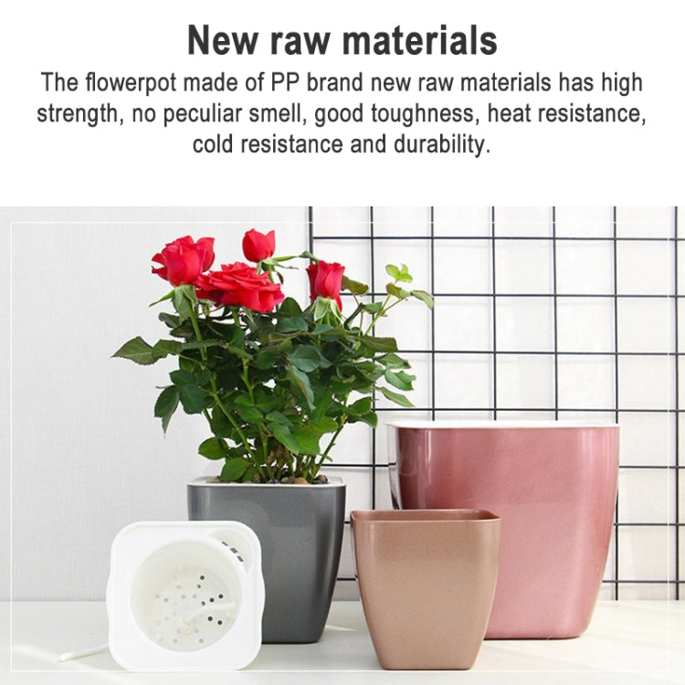 Imitation Metal Colorful Water Storage Plastic Flowerpot, Size: G109 Medium Pot(Square Rose Gold) - free shipping - PMC TechLife - Order now!