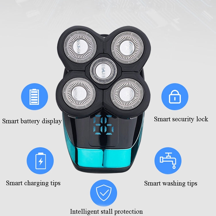 Electric Shaver Rechargeable Razor Intelligent Digital Display Bald Hair Clipper,Style: Blue - free shipping - PMC TechLife - Order now!