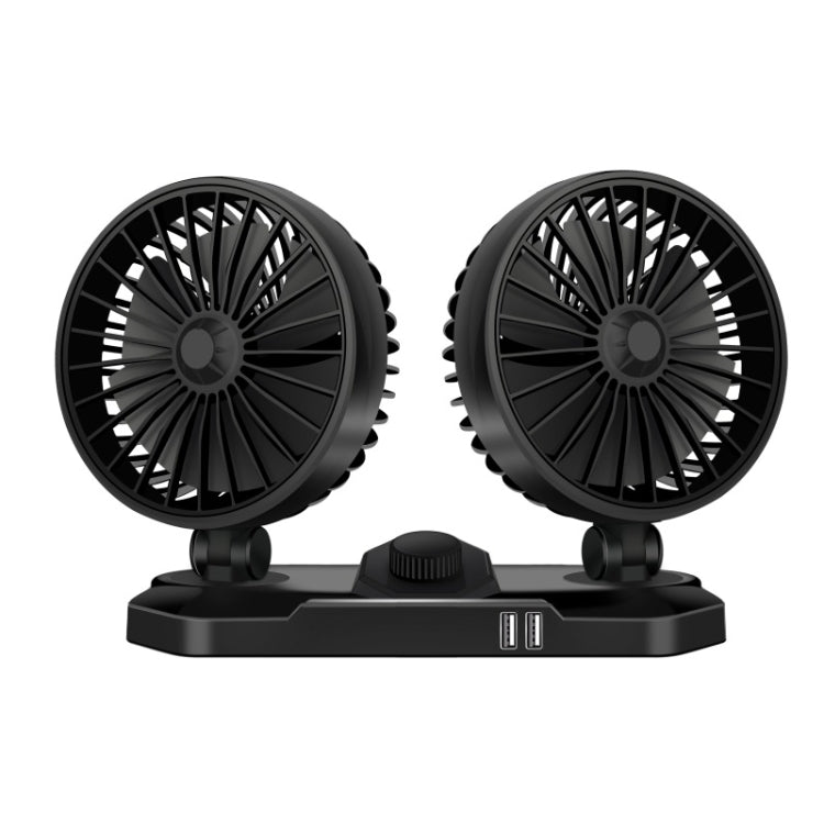F558 With USB Mobile Phone Charging Car Fan 12/24V Car Truck Double Shaking Head Fan(Double Head 12V) - Heating & Fans by PMC TechLife | Online Shopping South Africa | PMC TechLife