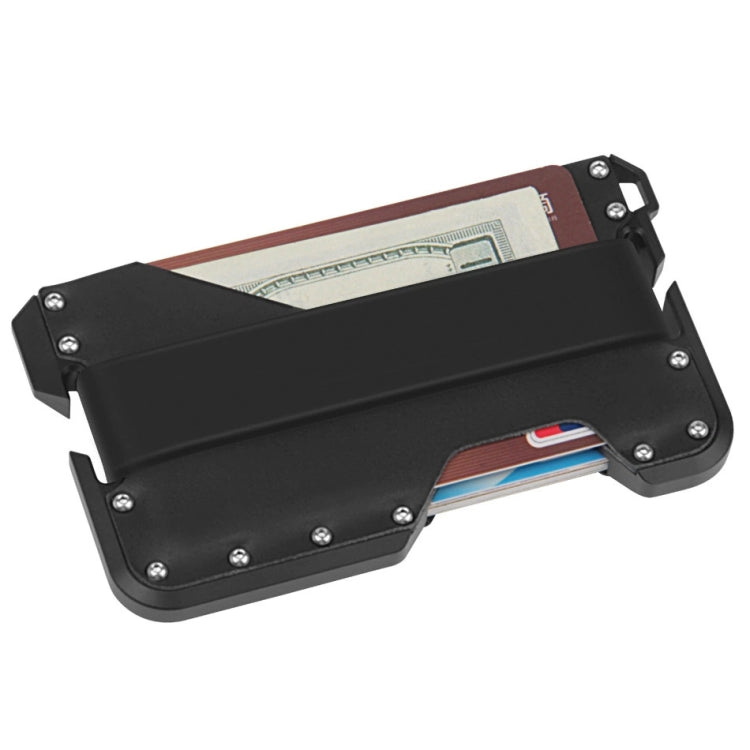 JK02 Metal Card Holder RFID Anti-Theft  Leather Wallet EDC Multifunctional Stainless Steel Aluminum Alloy Card Holder(Black) - free shipping - PMC TechLife - Order now!