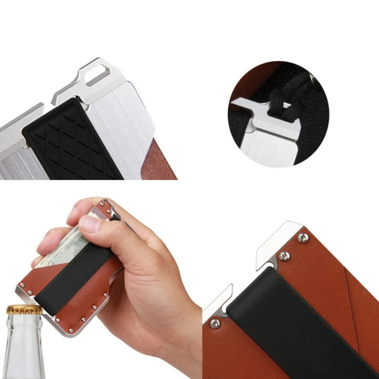 JK02 Metal Card Holder RFID Anti-Theft  Leather Wallet EDC Multifunctional Stainless Steel Aluminum Alloy Card Holder(Red + Black  + Red) - free shipping - PMC TechLife - Order now!