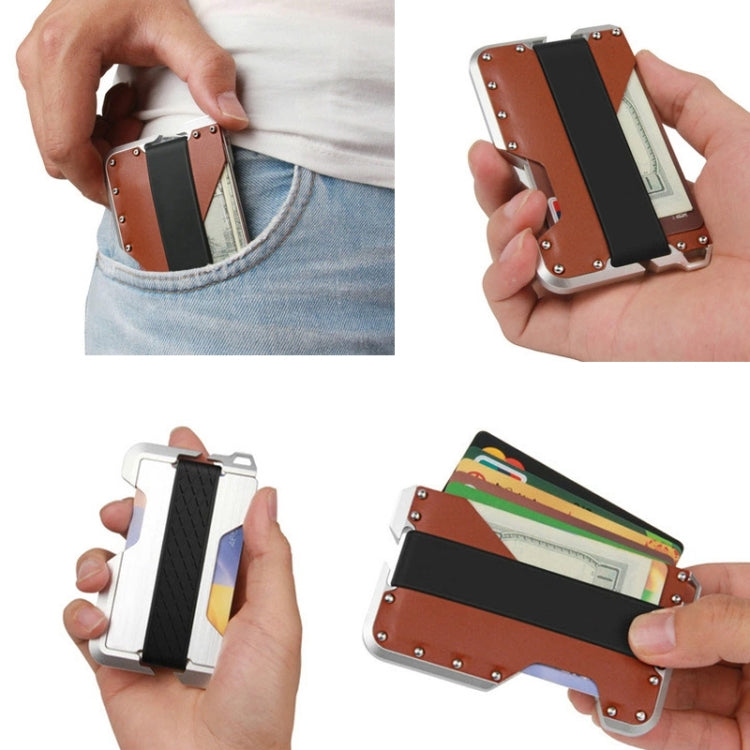 JK02 Metal Card Holder RFID Anti-Theft  Leather Wallet EDC Multifunctional Stainless Steel Aluminum Alloy Card Holder(Silver + Khaki  + Black) - free shipping - PMC TechLife - Order now!