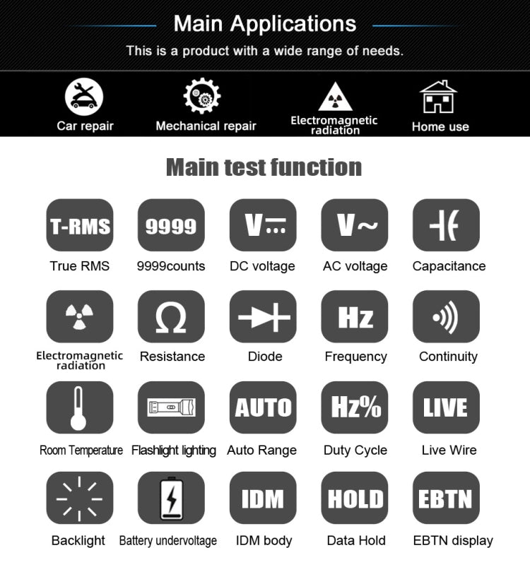 BSIDE S20 Intelligent Large Screen Electromagnetic Radiation Multimeter Tester - Digital Multimeter by BSIDE | Online Shopping South Africa | PMC TechLife | Buy Now Pay Later Mobicred