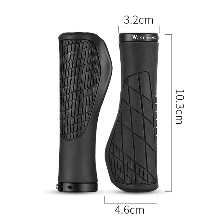1 Pair WEST BIKING YP0804060 Bicycle Grips Mountain Bike Non-Slip Rubber Grips(Black) - Bicycle Grips by WEST BIKING | Online Shopping South Africa | PMC TechLife | Buy Now Pay Later Mobicred
