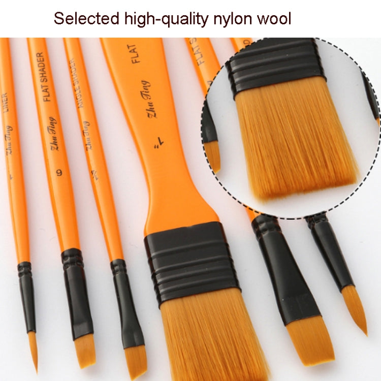ZHU TING 10 In 1 Wooden Pole Nylon Wool Watercolor Pen And Board Brush Fan Shaped Painting Pen Set With Cloth BagZHUTING(White Rod) - Art Supplies by ZHU TING | Online Shopping South Africa | PMC TechLife | Buy Now Pay Later Mobicred