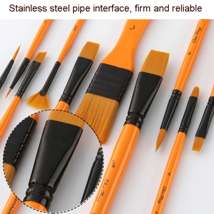 ZHU TING 10 In 1 Wooden Pole Nylon Wool Watercolor Pen And Board Brush Fan Shaped Painting Pen Set With Cloth BagZHUTING(White Rod) - Art Supplies by ZHU TING | Online Shopping South Africa | PMC TechLife | Buy Now Pay Later Mobicred