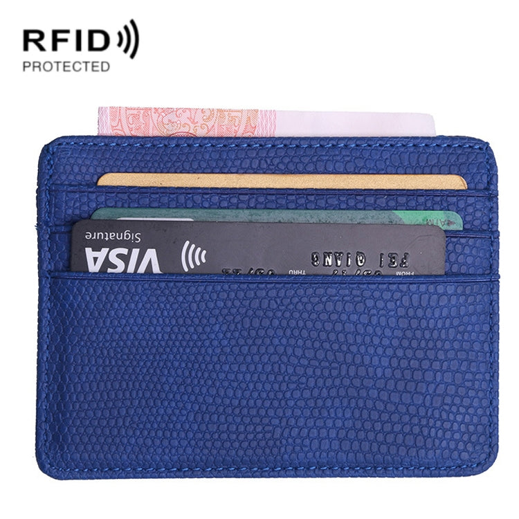 KT1002 RFID Function Lizard Pattern Bank Card Holder PU Business Card Case(Blue) - Antimagnetic RFID Package by PMC TechLife | Online Shopping South Africa | PMC TechLife | Buy Now Pay Later Mobicred