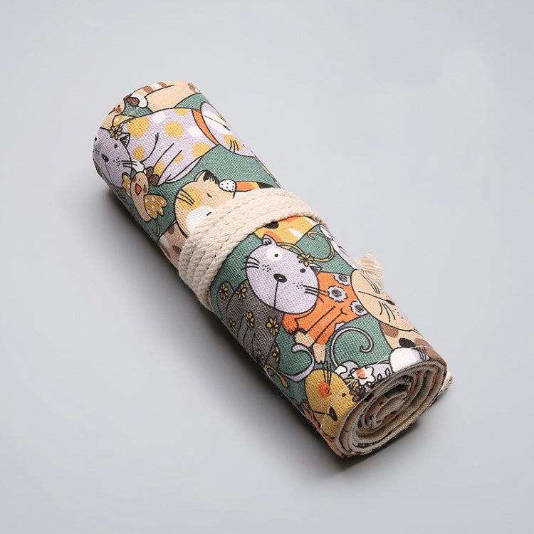 48  Holes Cotton Canvas Large Capacity Pen Curtain Big Face Cute Cat Cartoon Color Pencil Bag - Pen Holder by PMC TechLife | Online Shopping South Africa | PMC TechLife