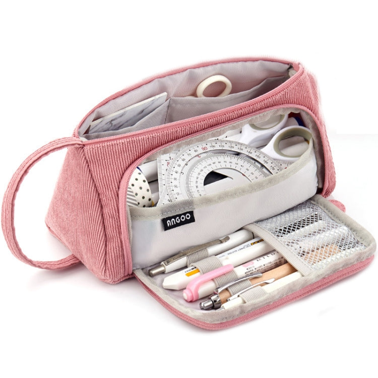 Angoo Student Large-Capacity Stationery Bag Portable Gift Cosmetic Bag(Bean Pink Corduroy) - free shipping - PMC TechLife - Order now!