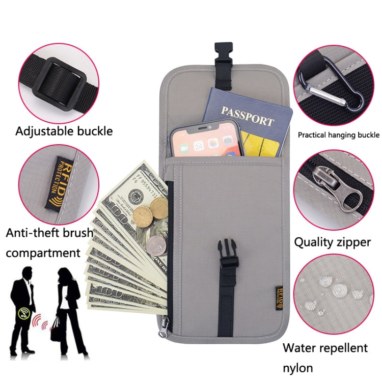 1062 Travel Passport Bag RFID Multi-Function Document Holder Hanging Neck Ticket Protective Case(Light Grey) - free shipping - PMC TechLife - Order now!