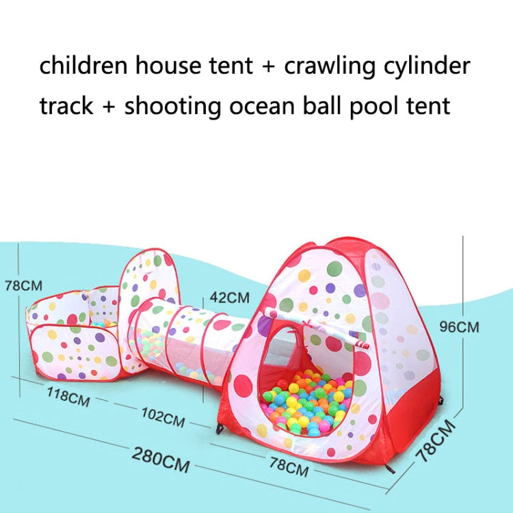 3 in 1 Children Tent Play House Tunnel Foldable Shooting Ocean Ball Pool Toy(Red) - Tents & Accessories by PMC TechLife | Online Shopping South Africa | PMC TechLife