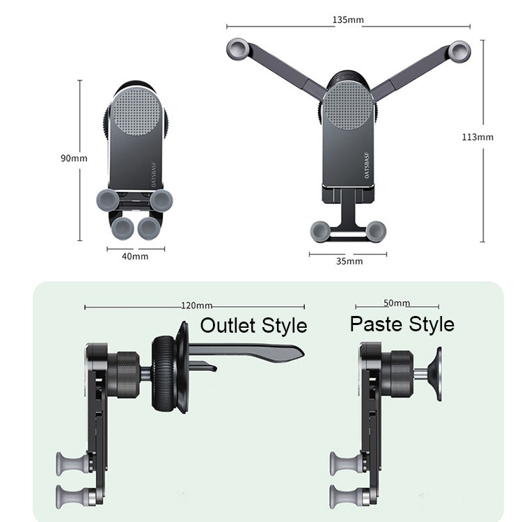 Oatsbasf Car Gravity Metal Bracket Scalable and Stable Mobile Phone Bracket Folding Screen Mobile Phone Exclusive Car Bracket(Outlet Black) - Universal Car Holders by Oatsbasf | Online Shopping South Africa | PMC TechLife | Buy Now Pay Later Mobicred